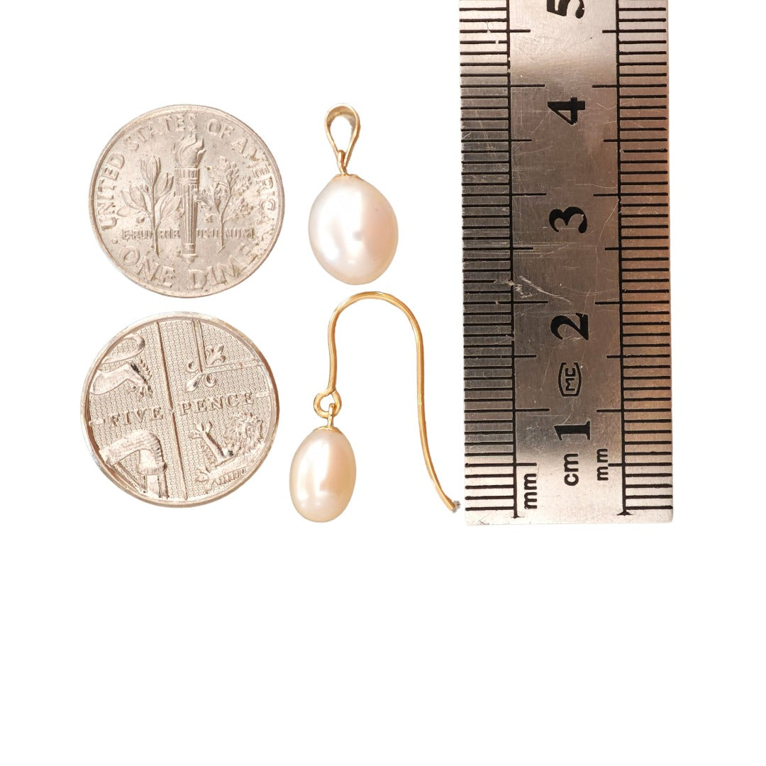 9ct Pearl Dangle Earrings 8mm Ivory Teardrop