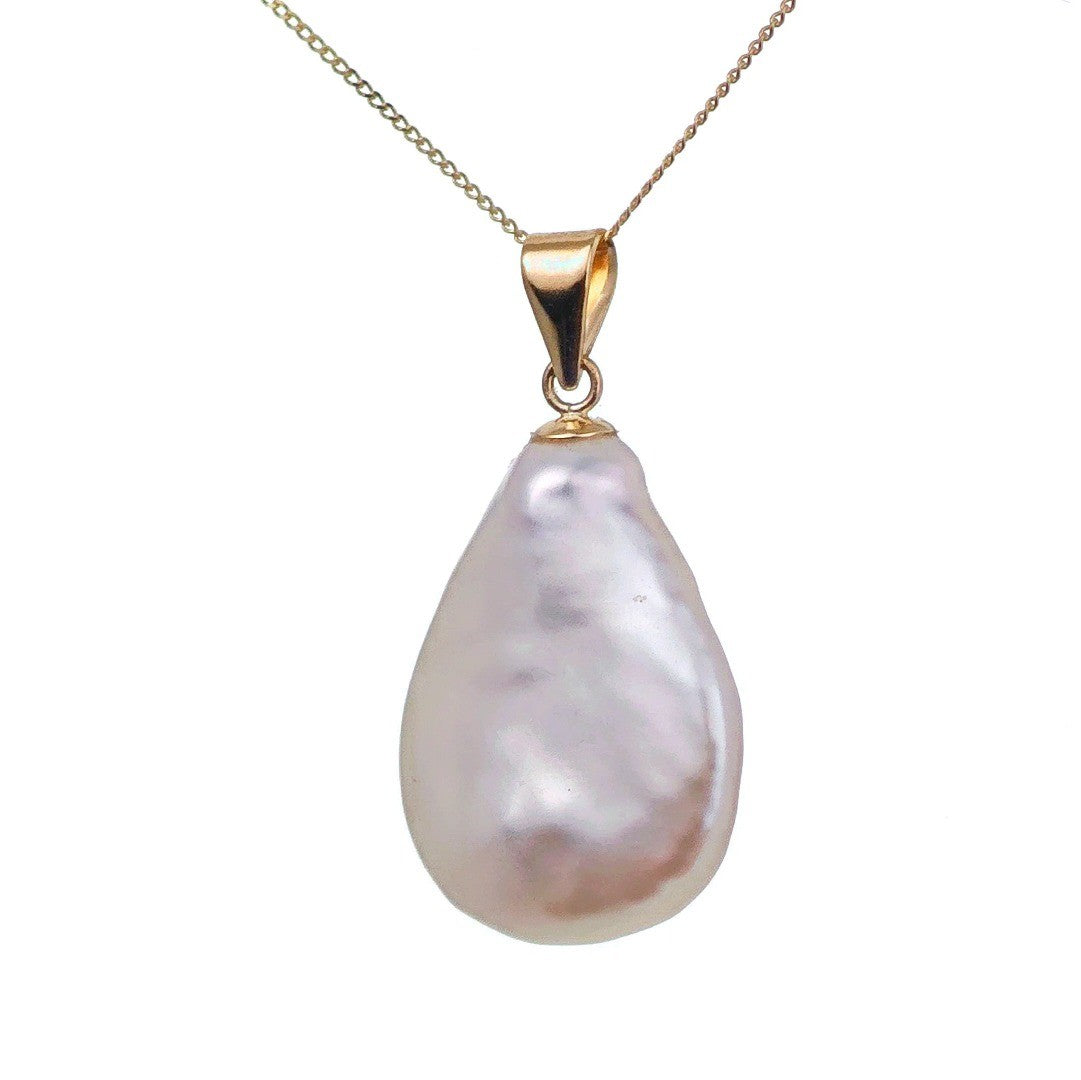 9ct Pearl Necklace 19mm Ivory Keishi Pear Pendant