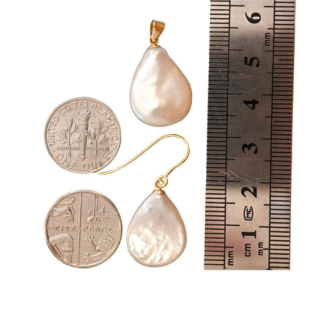 9ct Pearl Necklace 19mm Ivory Keishi Pear Pendant