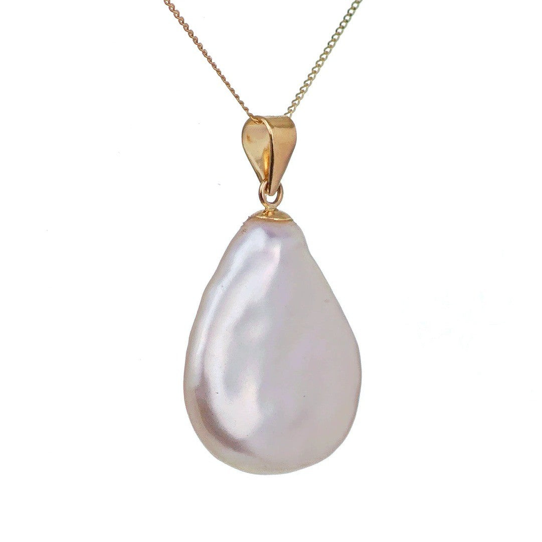 9ct Pearl Necklace 19mm Ivory Keishi Pear Pendant