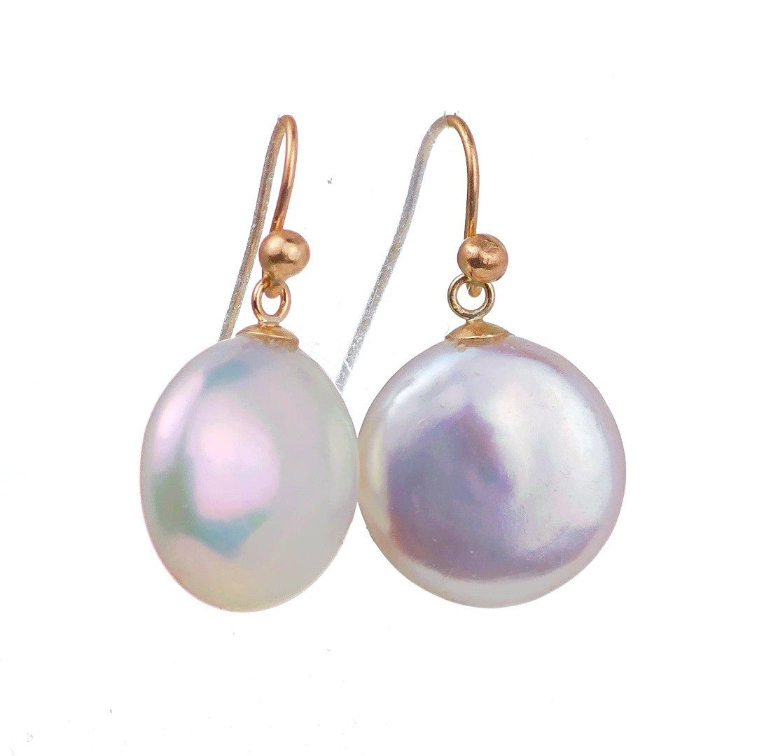 9ct Gold Baroque Coin Pearl Dangle Earrings