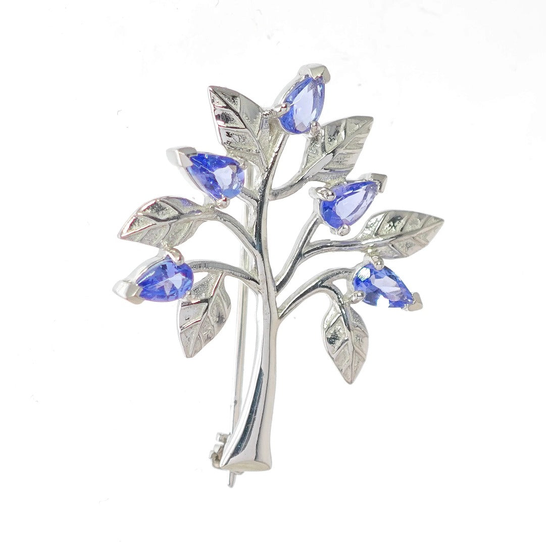 Tanzanite Tree of Life Brooch Sterling Silver Boxed Gift