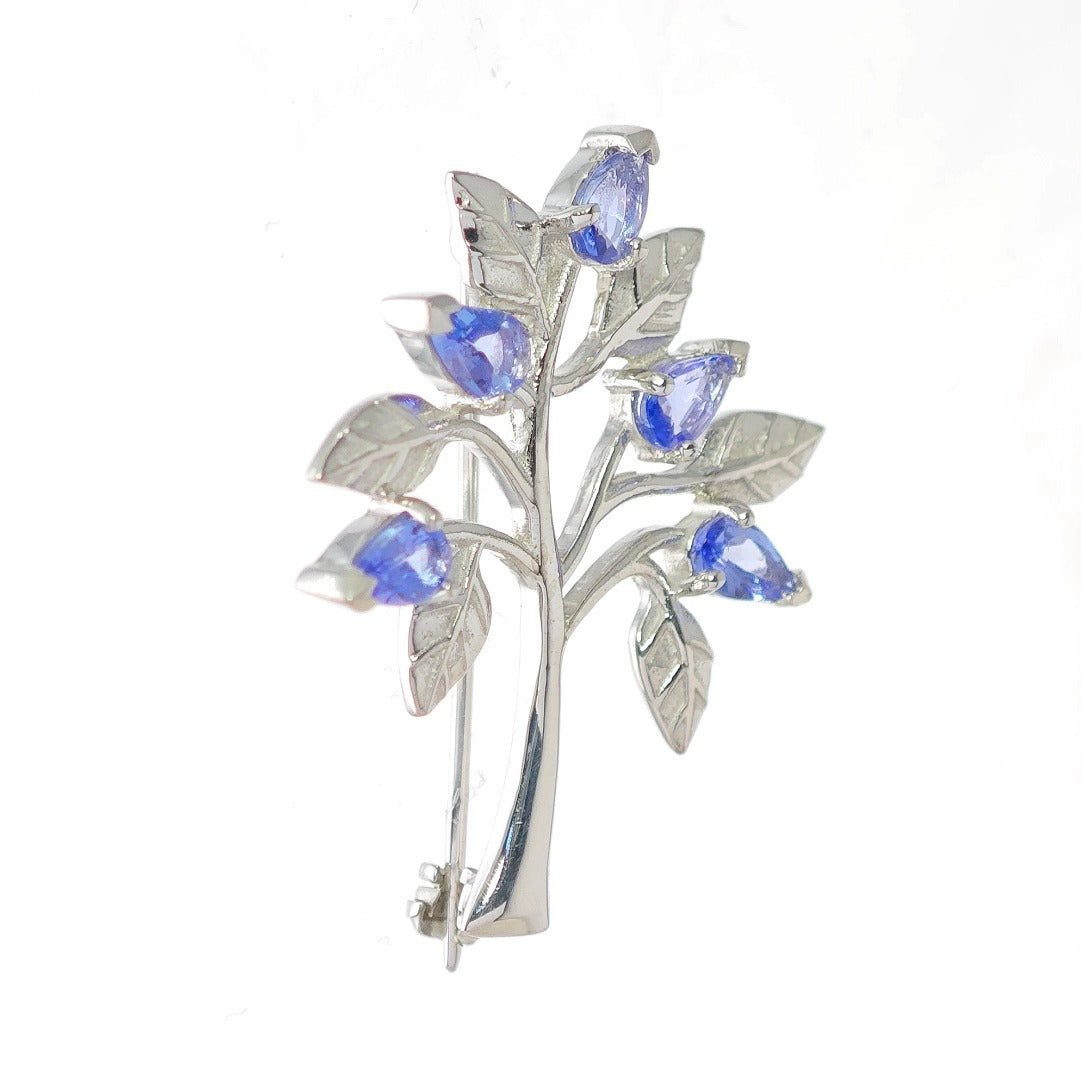 Tanzanite Tree of Life Brooch in Sterling Silver