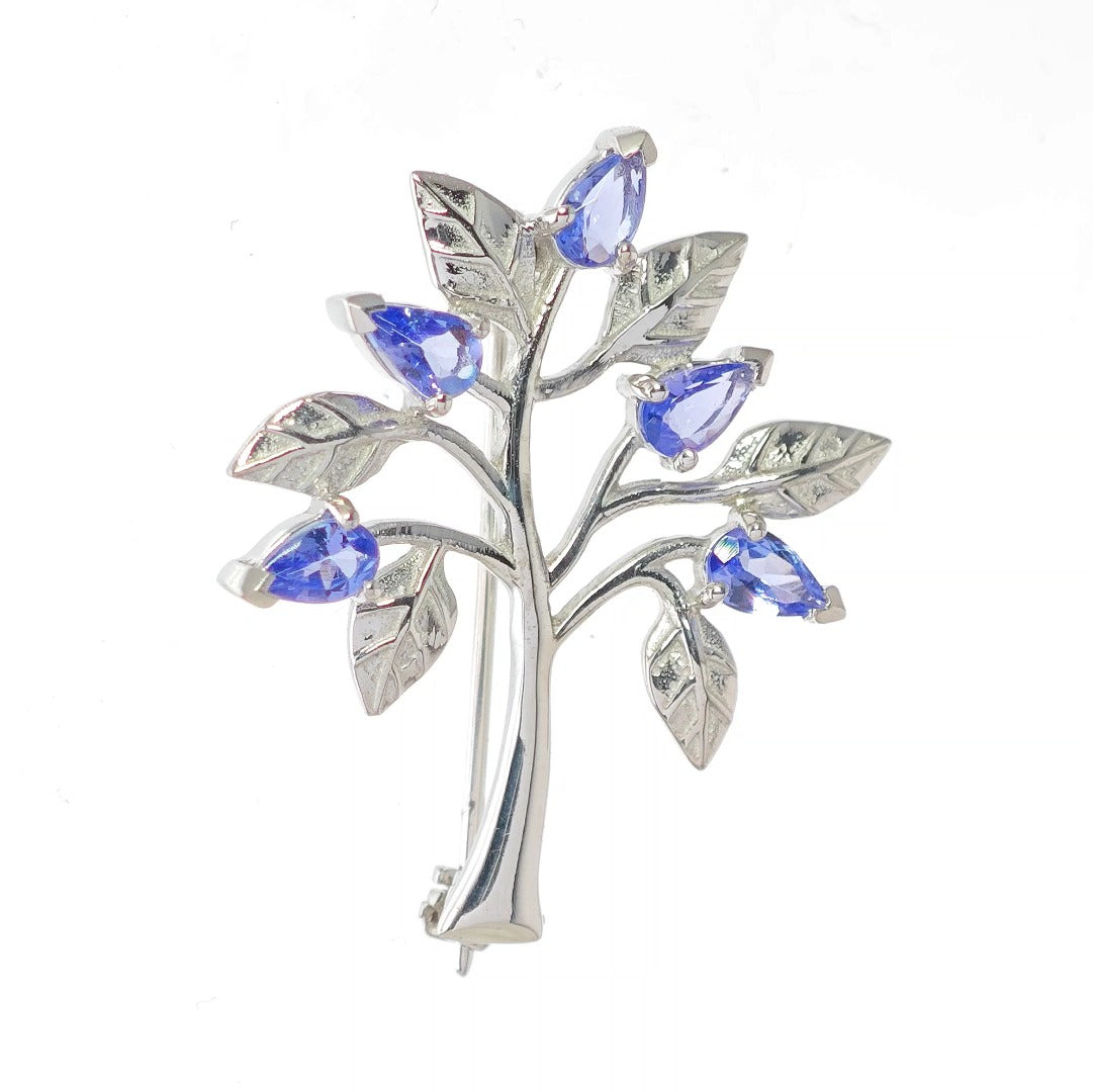 Tanzanite Tree of Life Brooch Sterling Silver Boxed Gift