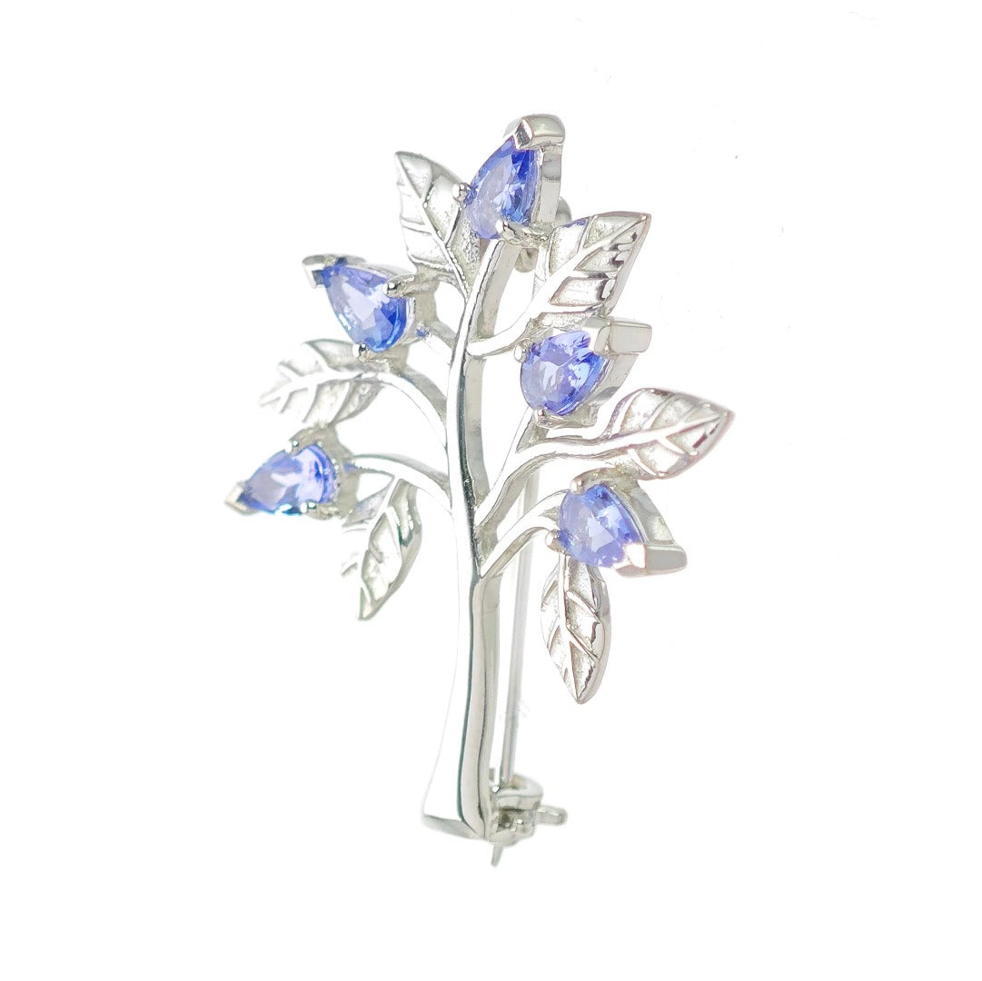 Tanzanite Tree of Life Brooch Sterling Silver Boxed Gift