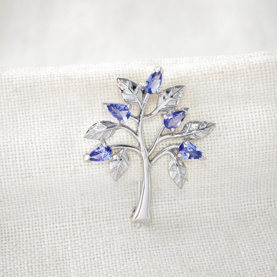 Tanzanite Tree of Life Brooch Sterling Silver Boxed Gift