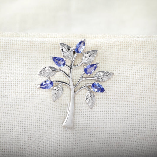 Tanzanite Tree of Life Brooch Sterling Silver Boxed Gift