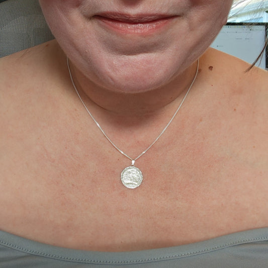 Silver Wren Coin Necklace Pendant Engrave Option Personalise