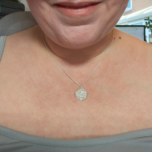 Silver Robin Coin Necklace Pendant Engrave Option Personalise