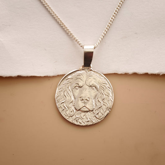 Cockapoo Engraved Sterling Silver Coin Necklace