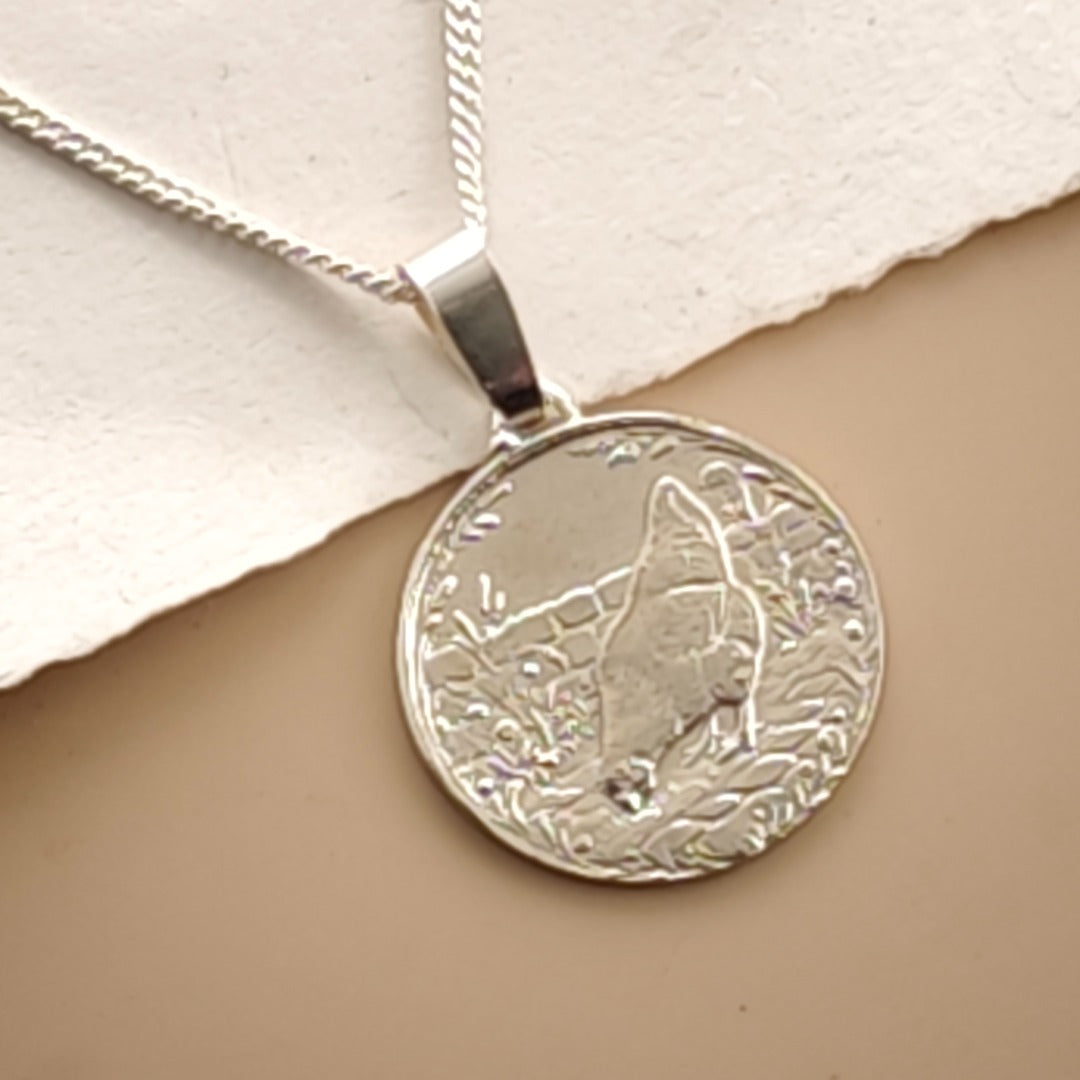 Chicken Engraved Sterling Silver Coin Necklace