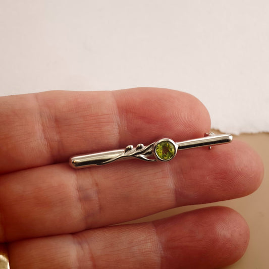 Peridot Sterling Silver Bar Brooch