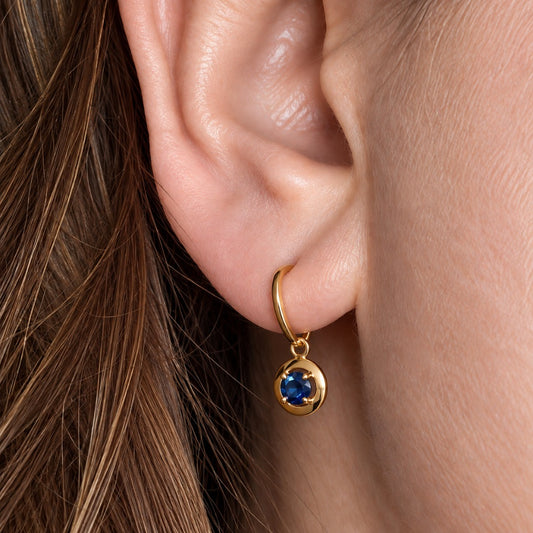 Sapphire 9ct Gold Round Disc Earrings