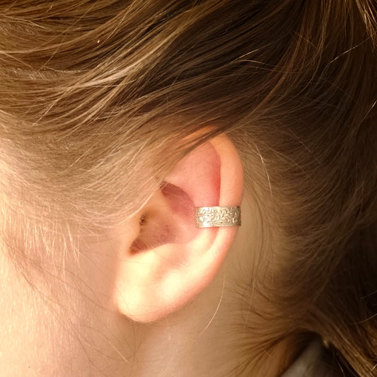 Oak & Acorn Engraved Sterling Silver Ear Cuff