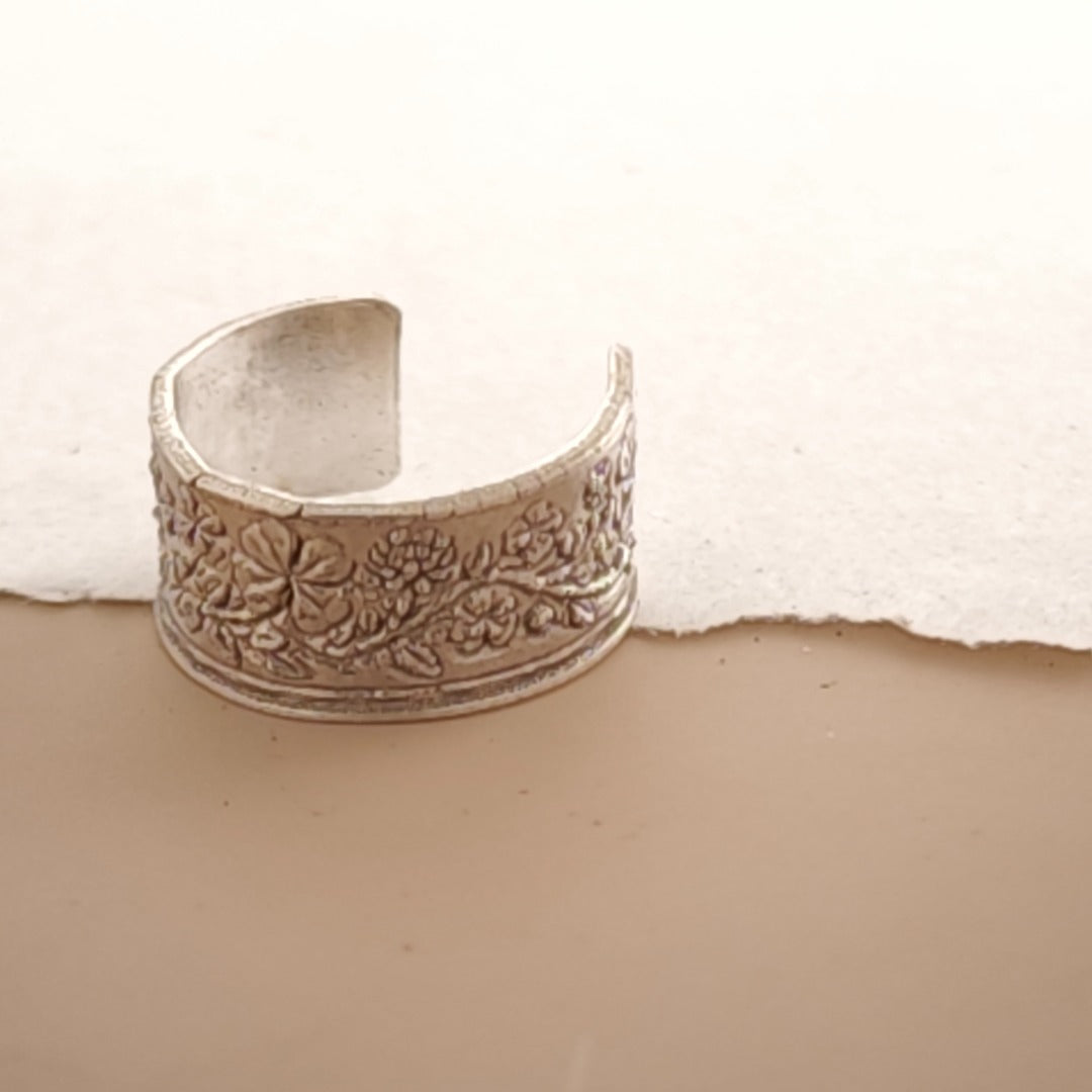 Four Leaf Clover Engraved Sterling Silver Ear Cuff