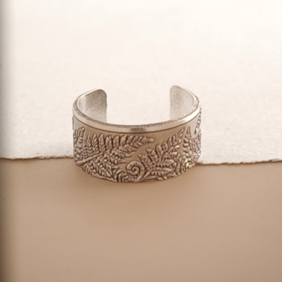 Fern Engraved Sterling Silver Ear Cuff