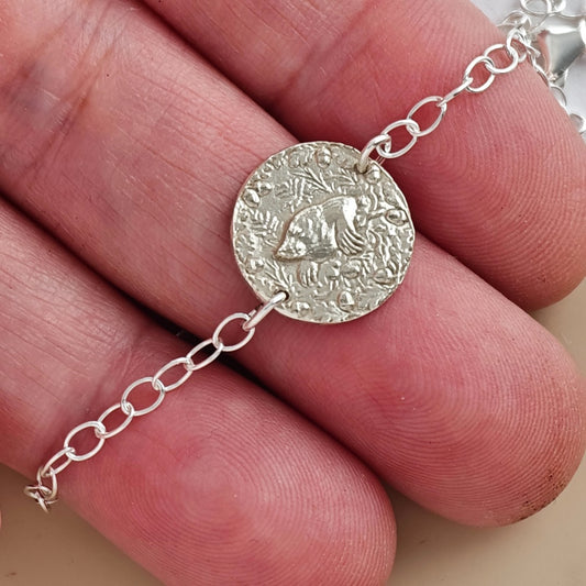 Mole coin bracelet - engraving detail