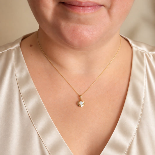 Opal Sterling Silver Minimalist Pendant Natural White Gemstone Variations