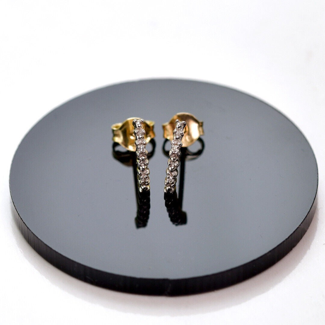 9ct Gold Earrings Diamond Illusion Set Stud Womens