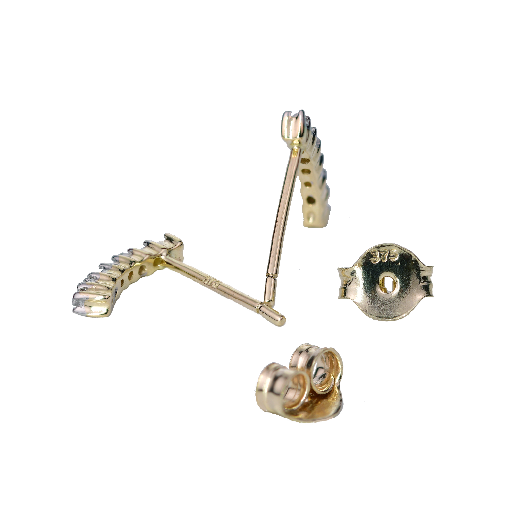 9ct Gold Earrings Diamond Illusion Set Stud Womens
