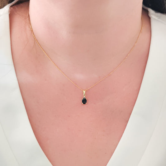 Sapphire Diamond Oval Necklace in 9ct Gold