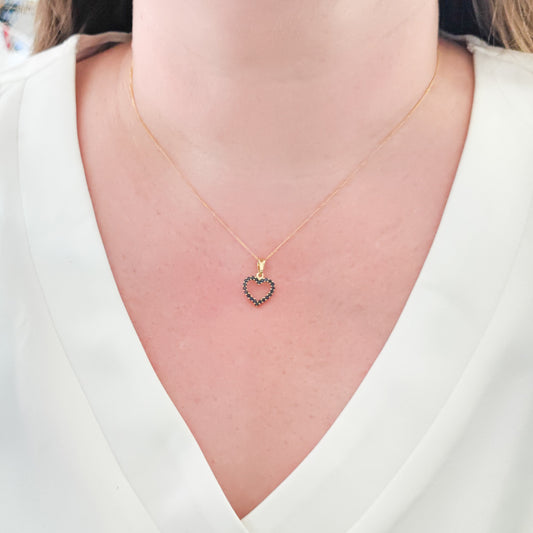 Sapphire Diamond Heart Necklace in 9ct Gold