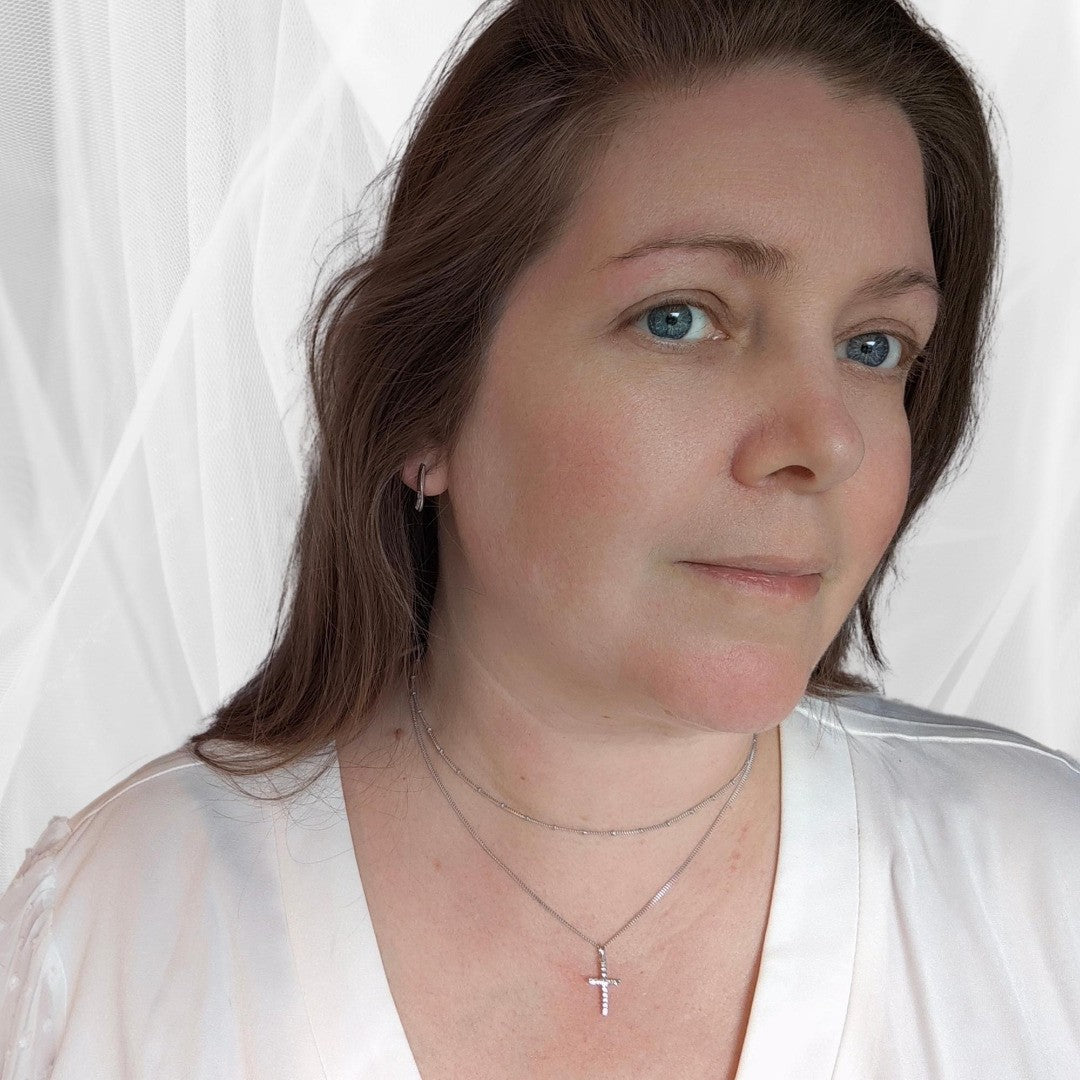 Sterling Silver Diamond Cross Necklace Natural Gemstone Pendant