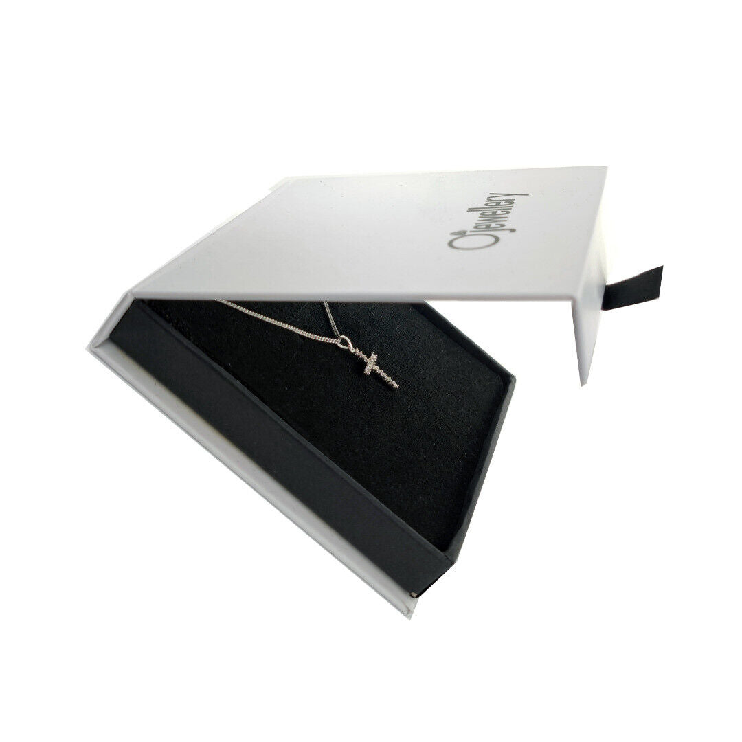 Sterling Silver Diamond Cross Necklace Natural Gemstone Pendant