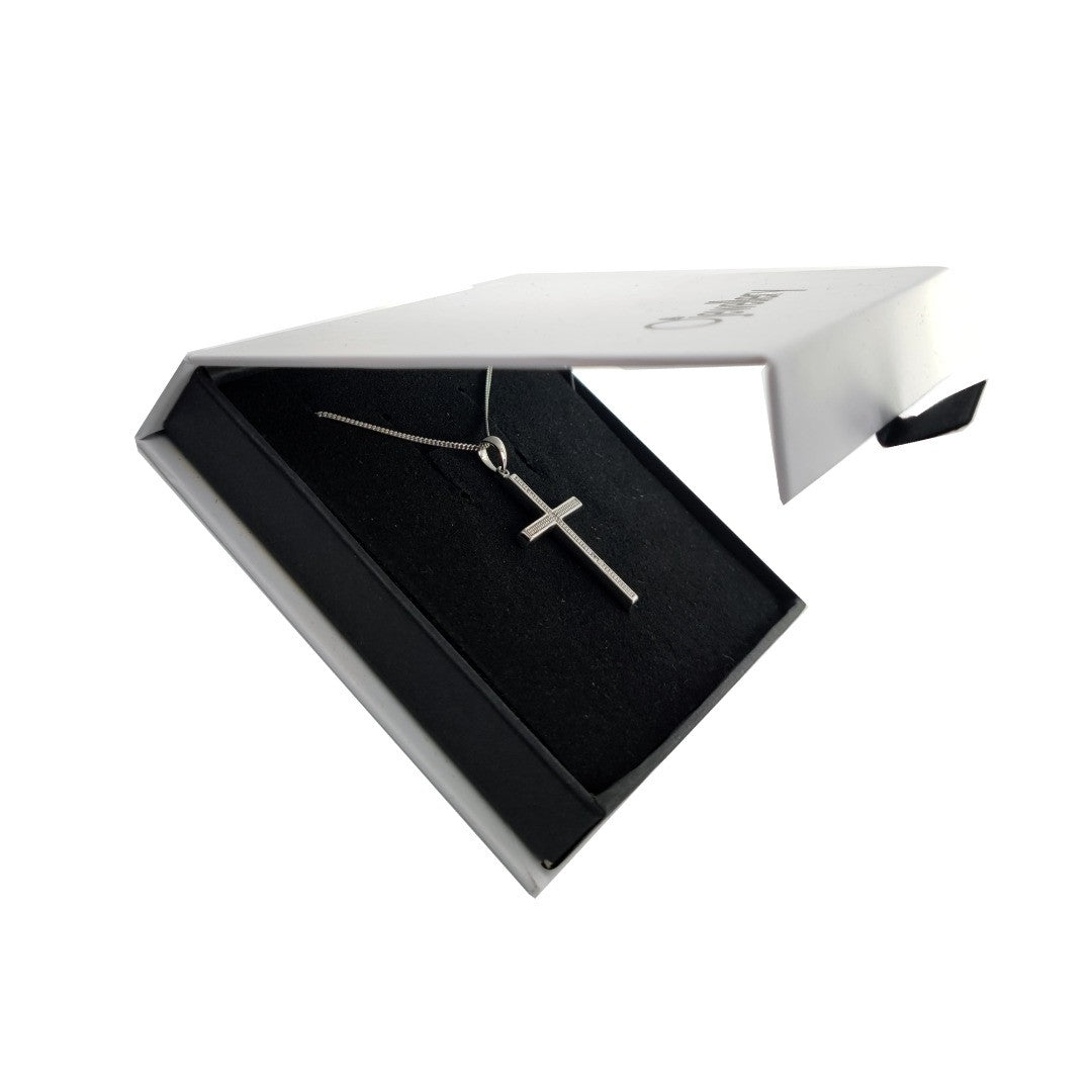 Silver Diamond Necklace Large Cross