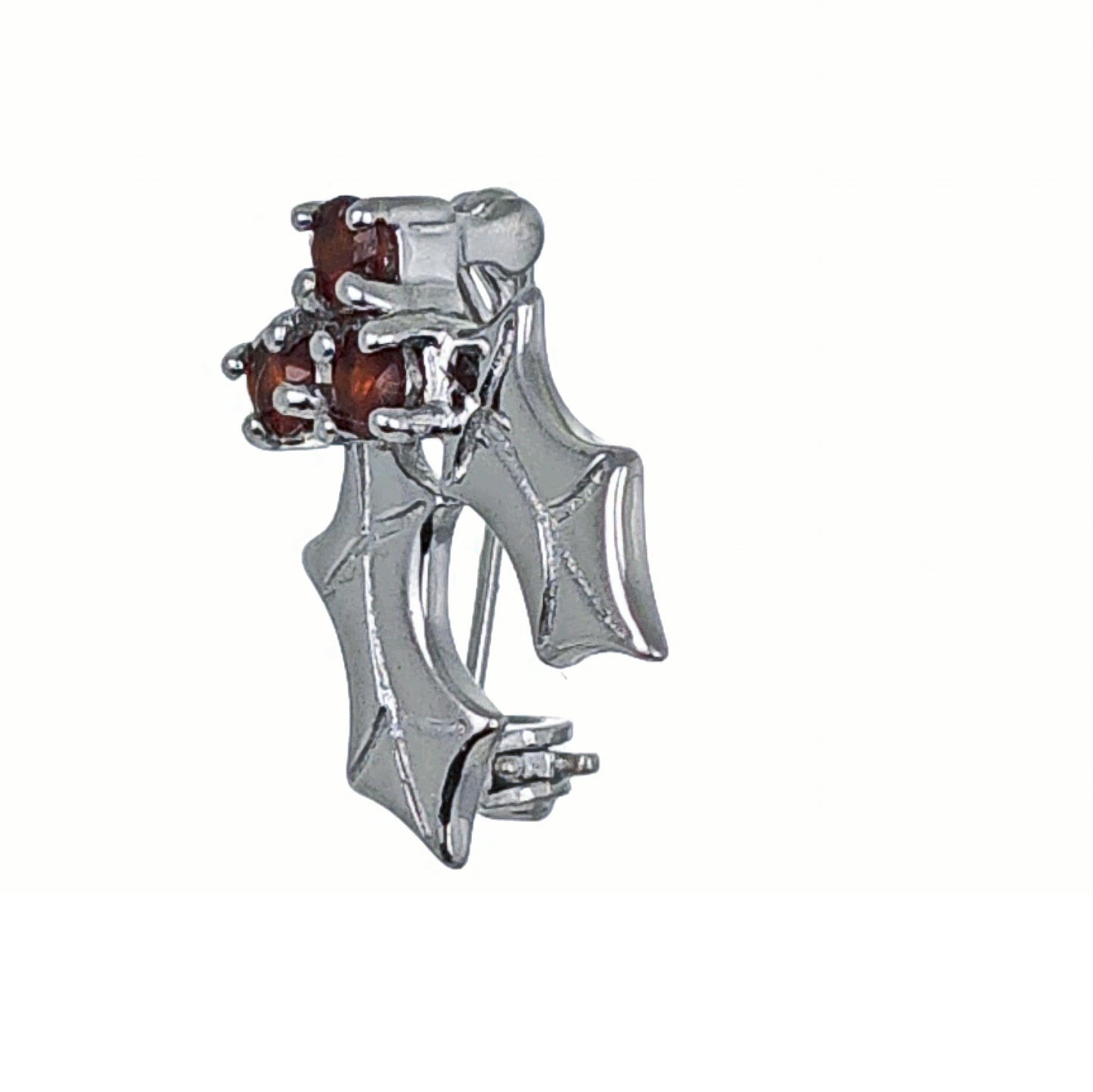 Holly Garnet Brooch Sterling Silver SMALL Natural Red Stones