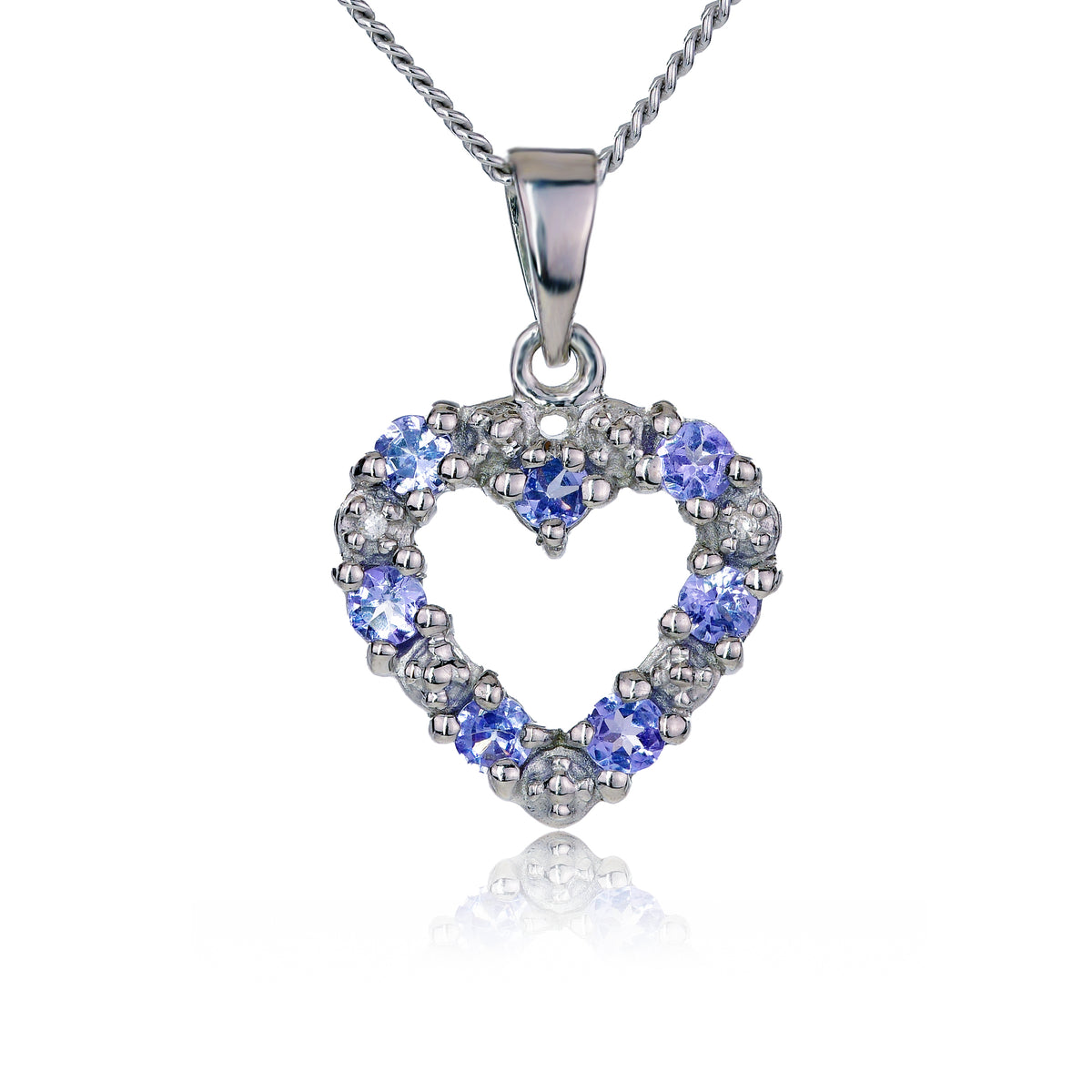tanzanite diamond heart necklace designed in the UK