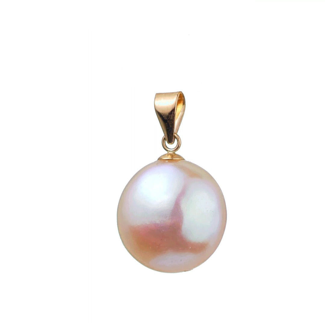 Coin pearl pendant with 9ct gold bail no chain