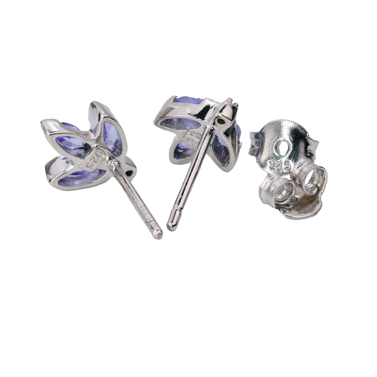 Tanzanite Earrings in Sterling Silver – Handcrafted Natural Gemstone