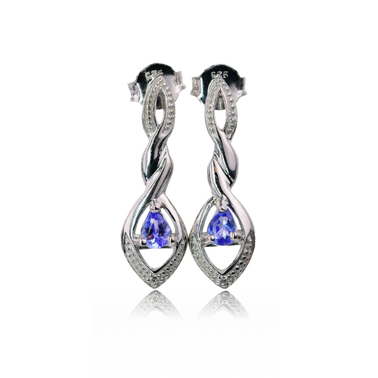 Tanzanite Earrings in Sterling Silver – Handcrafted Natural Gemstone