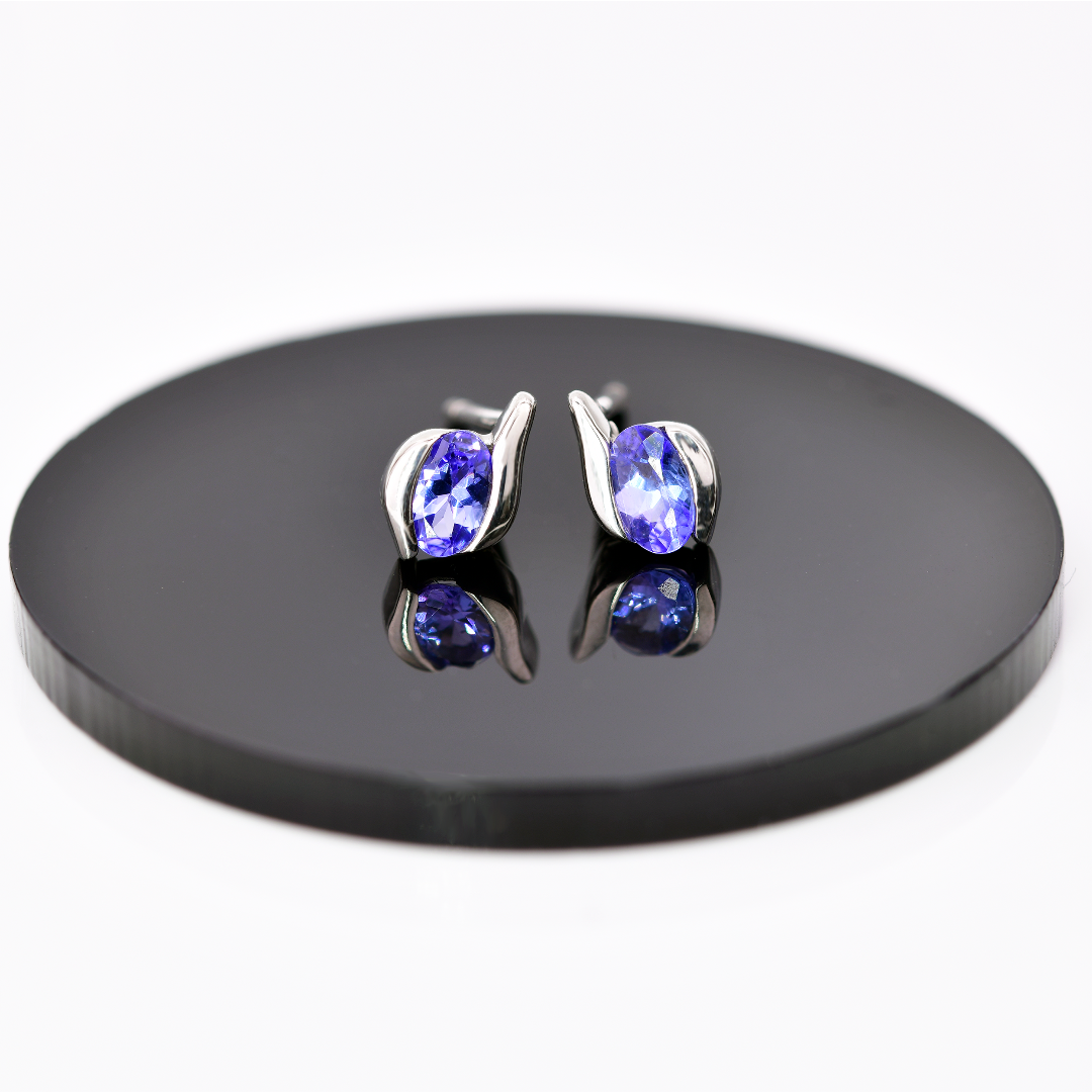 Tanzanite Earrings in Sterling Silver – Presented in Gift-Ready Packaging