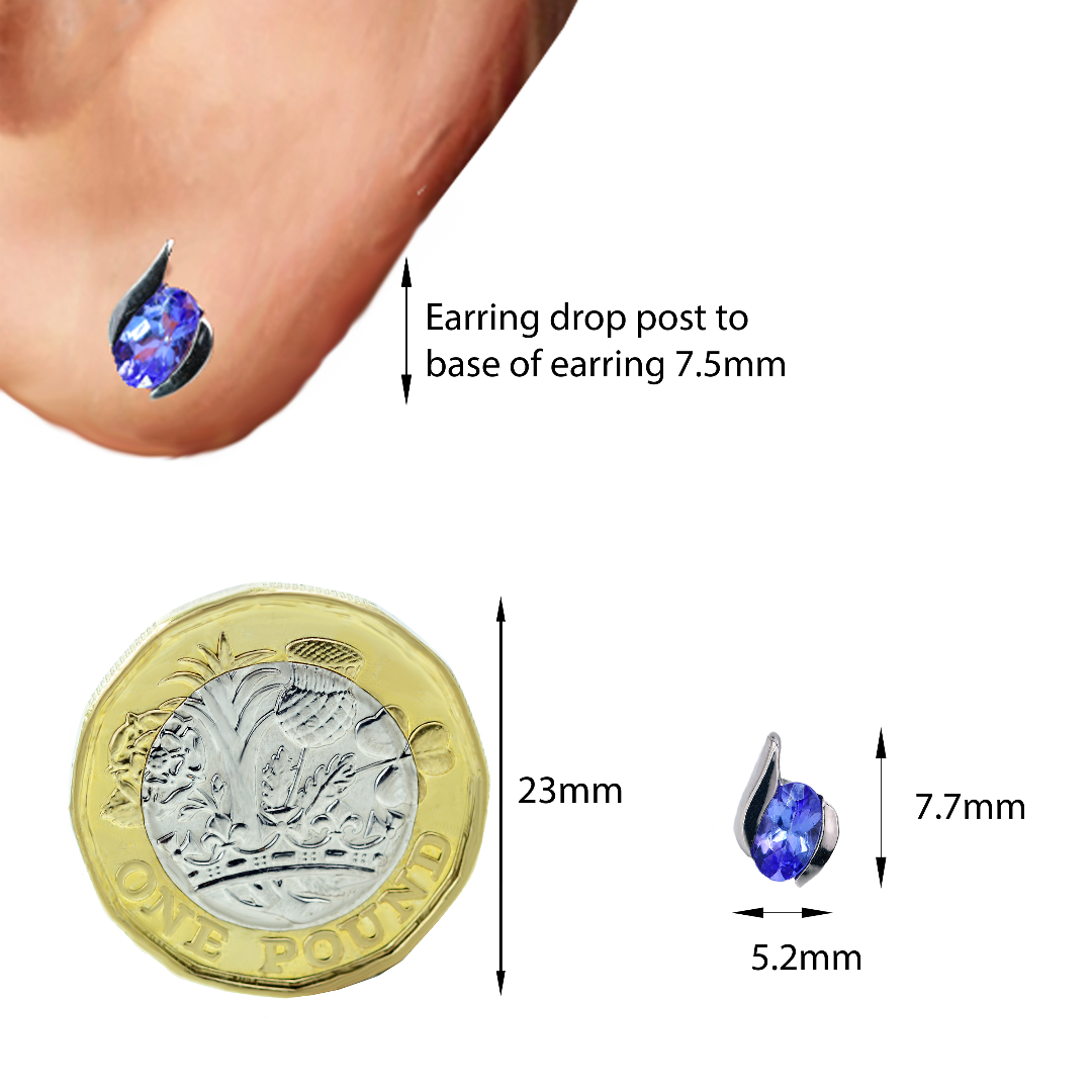 Tanzanite Earrings in Sterling Silver – Handcrafted Natural Gemstone