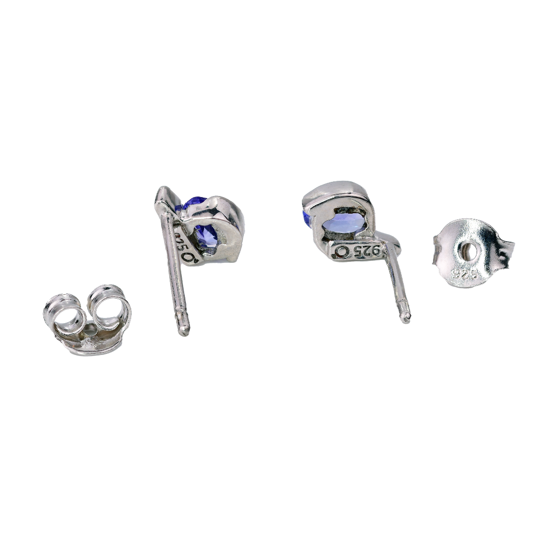 Tanzanite Earrings in Sterling Silver – Handcrafted Natural Gemstone