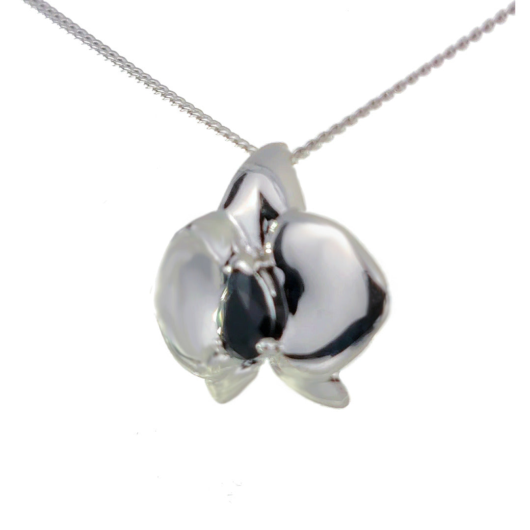 Silver Sapphire Pendant Aphrodite Orchid Natural Blue Australian 0.5ct 18'' Sterling Chain