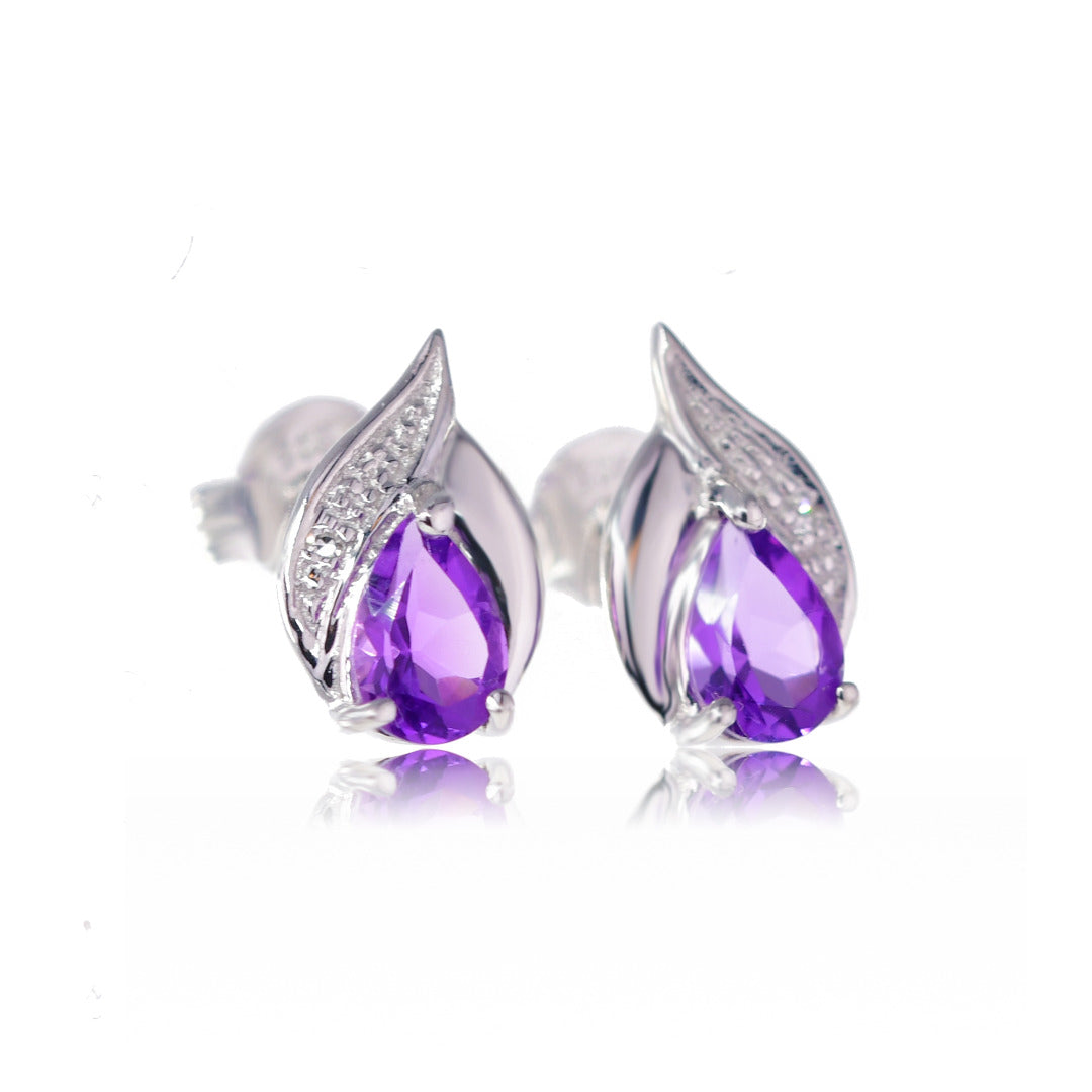 Amethyst Earrings in Sterling Silver – Handcrafted Natural Gemstone