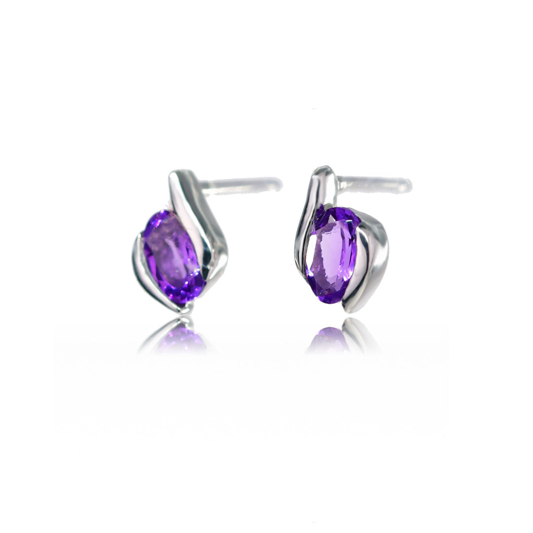 Amethyst Earrings in Sterling Silver – Handcrafted Natural Gemstone