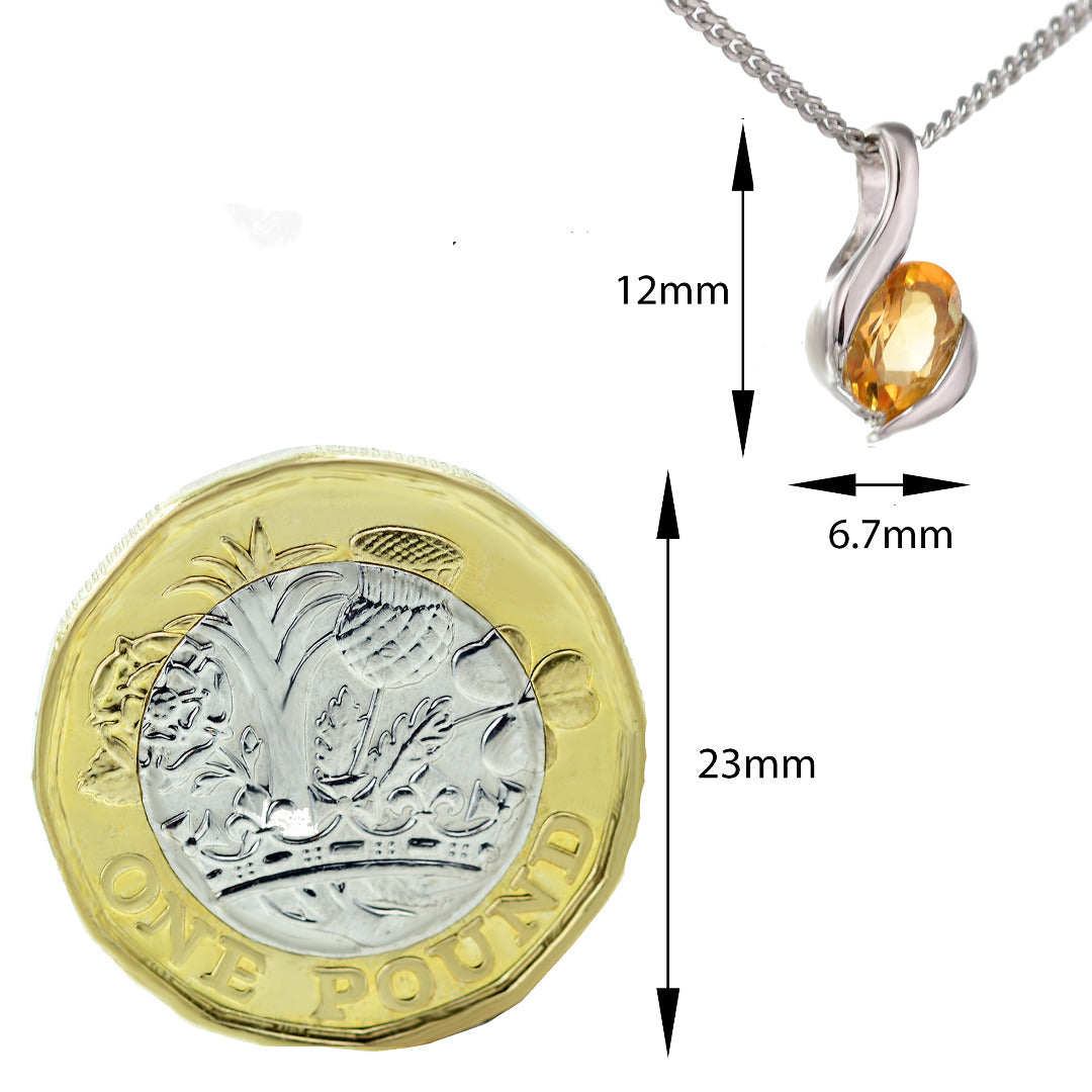 Citrine Necklace in Sterling Silver – Presented in Gift-Ready Packaging