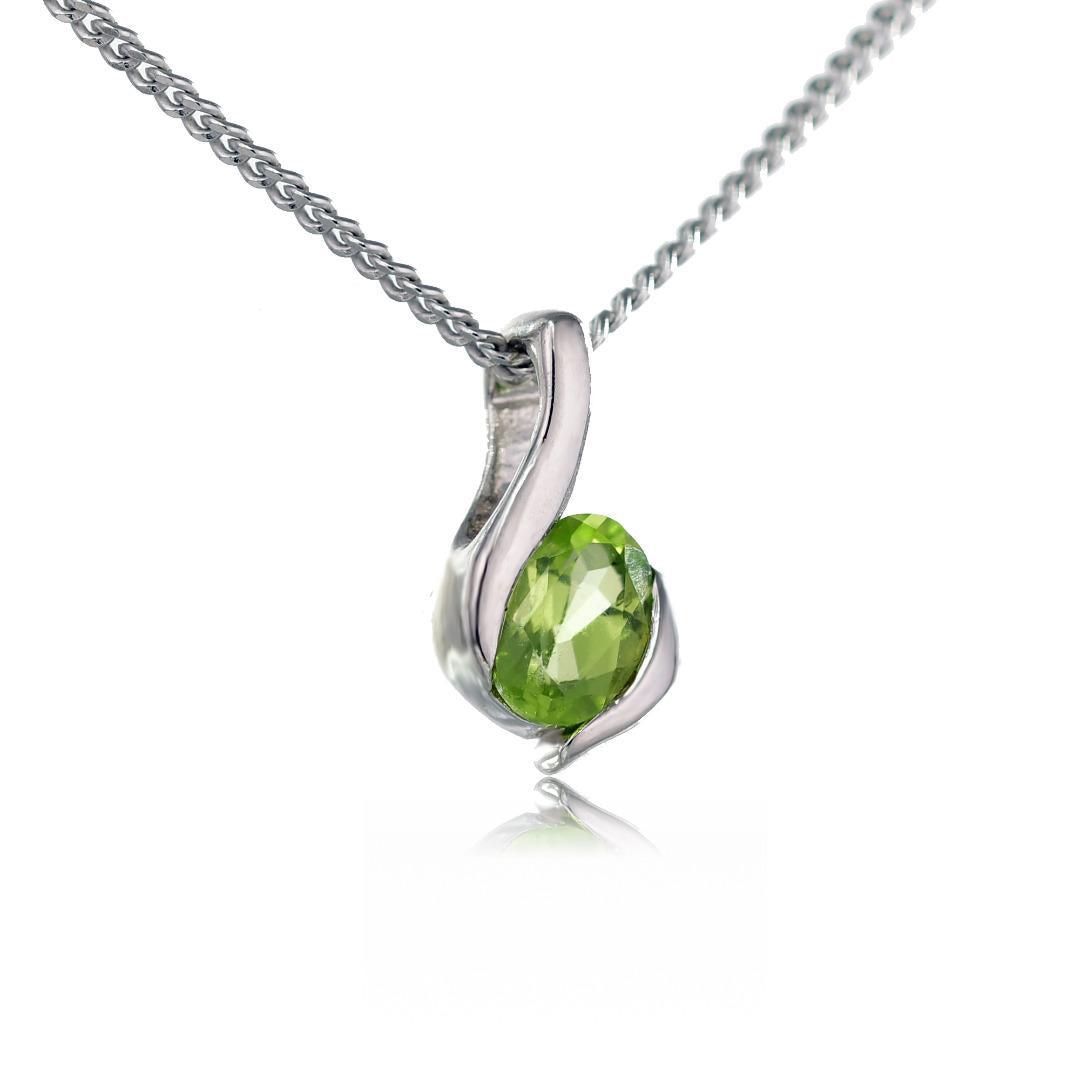 Peridot Necklace Earring Set Oval