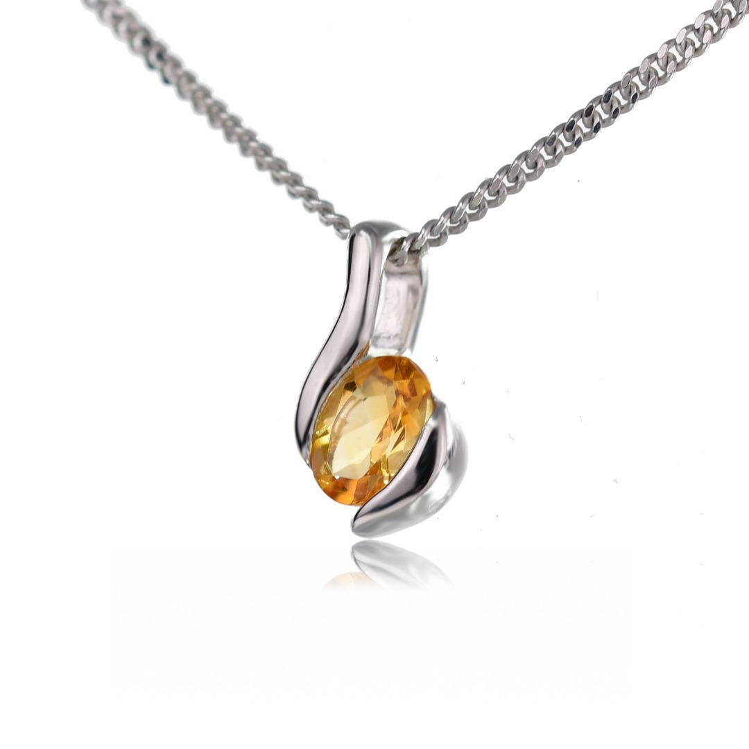 Citrine Necklace in Sterling Silver – Presented in Gift-Ready Packaging