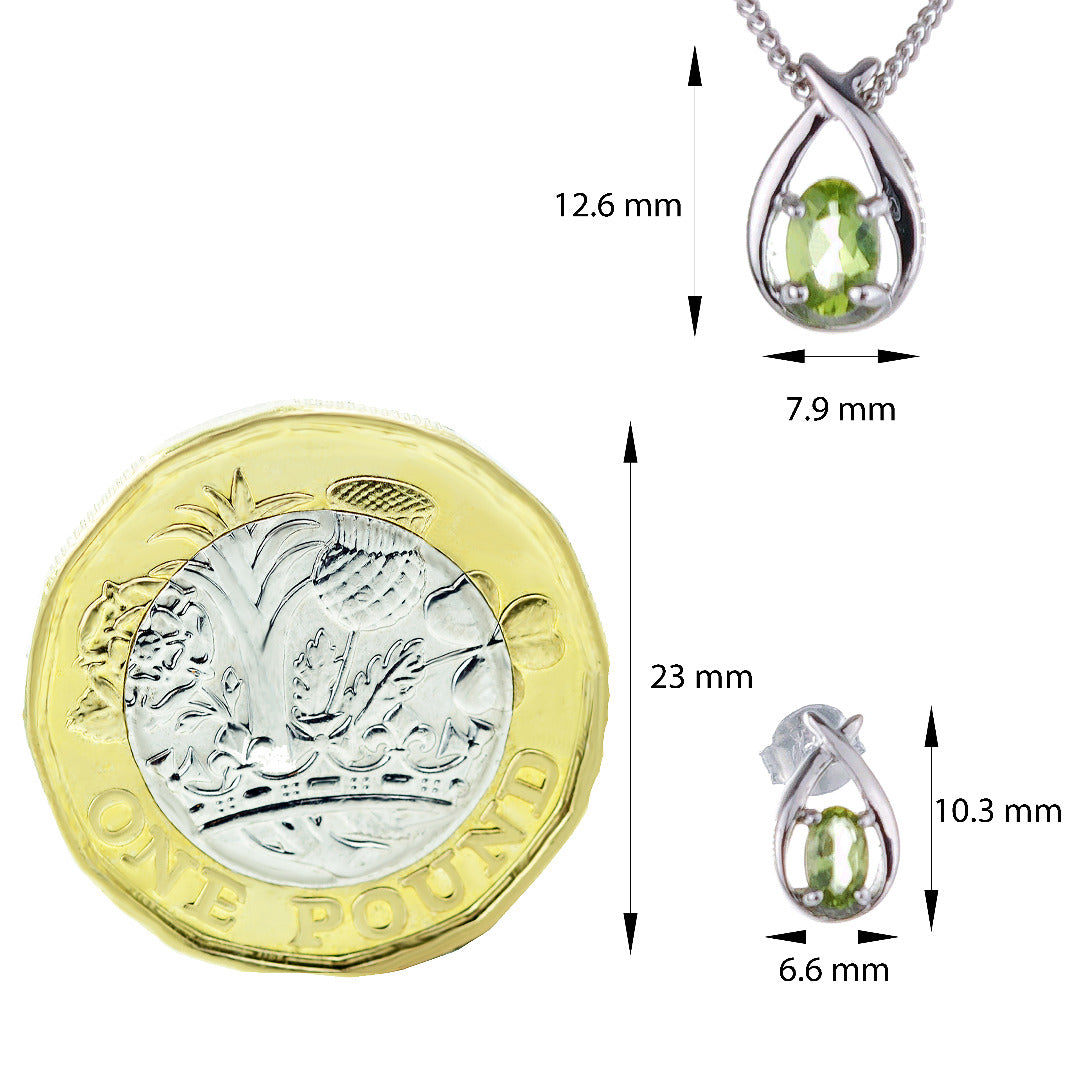 Peridot Earrings 0.5ct Pear Green Twist Studs Silver August Birthstone