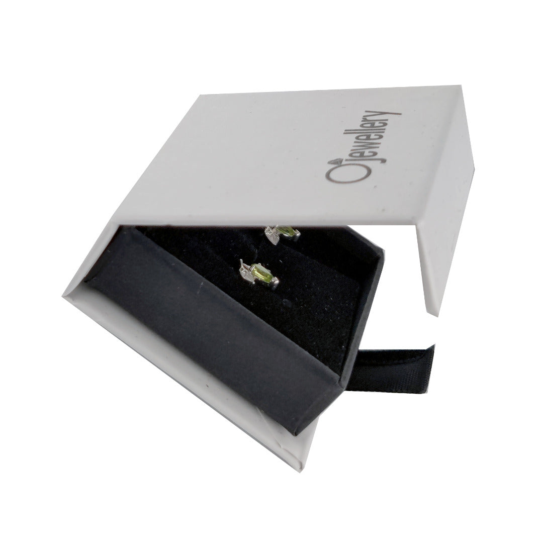 Peridot Earrings 0.5ct Pear Green Leaf Studs Silver August Birthstone