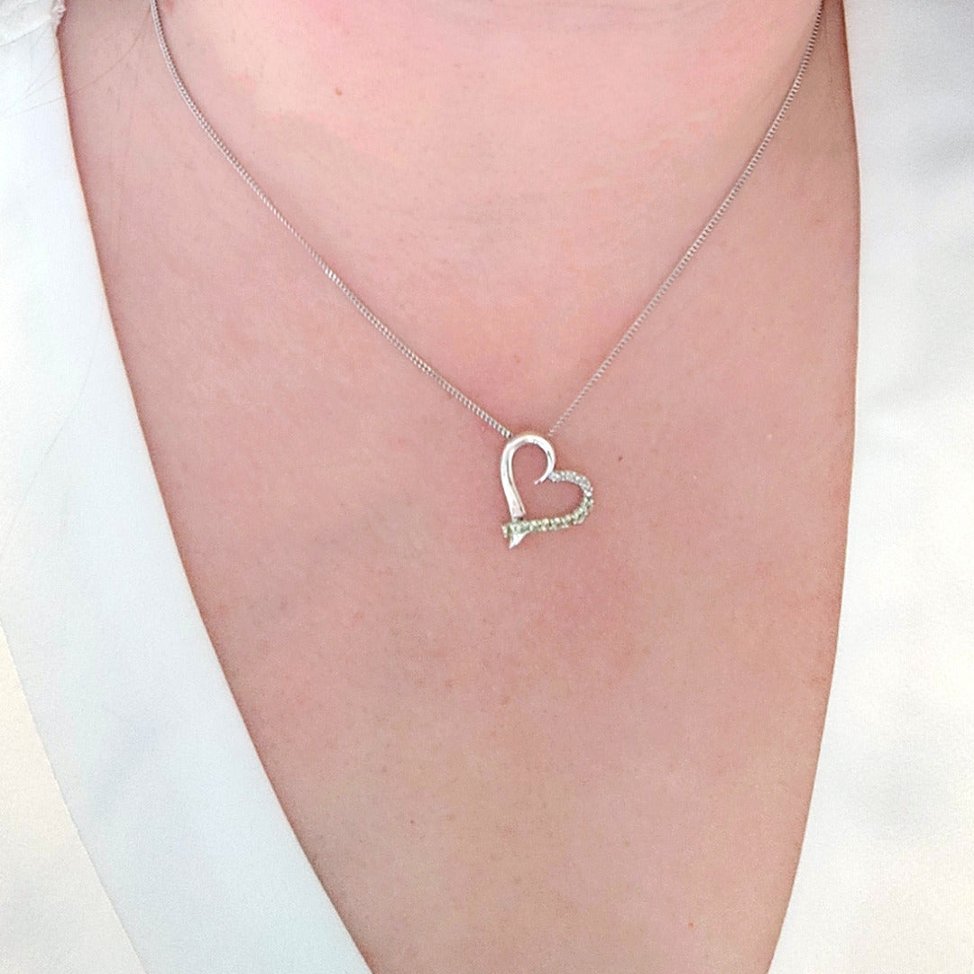 Peridot Heart Pendant Sterling Silver Model