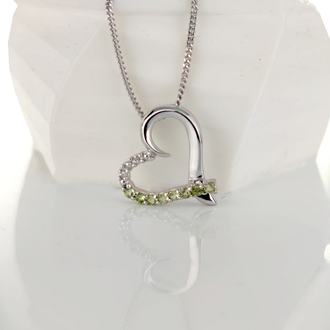 Peridot Heart Pendant Sterling Silver