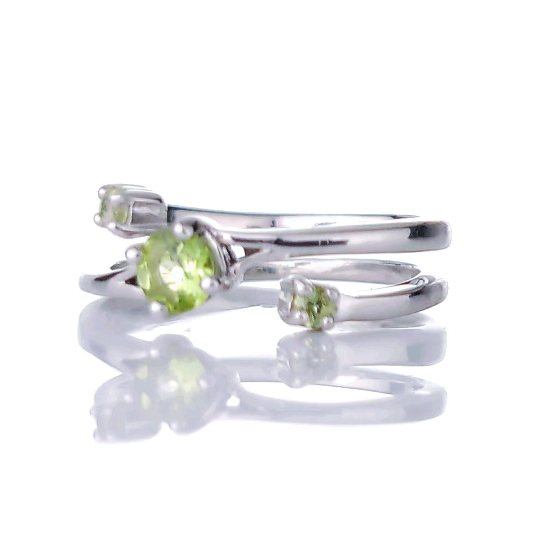 Sterling Silver Peridot Ring Size I-S Adjustable Green August Birthday