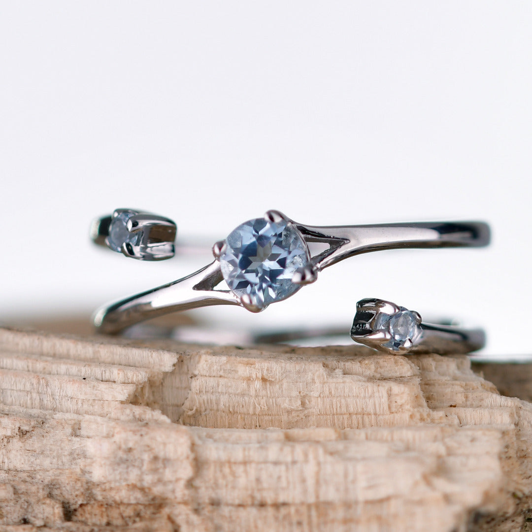 Sterling Silver Topaz Ring Size J-S Adjustable Blue December Birthday
