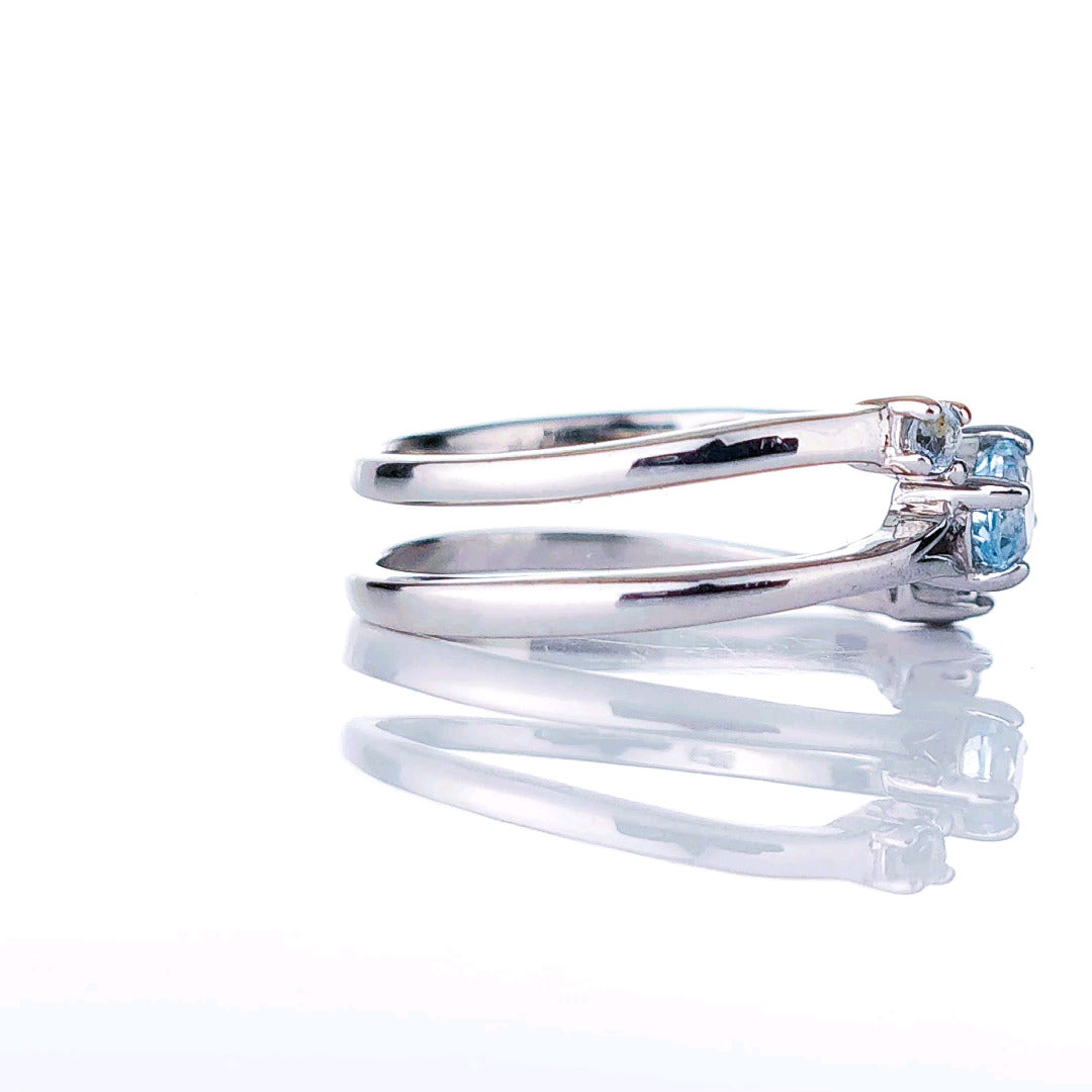 Sterling Silver Topaz Ring Size J-S Adjustable Blue December Birthday